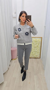 Cardigan Fiorellino Grigio